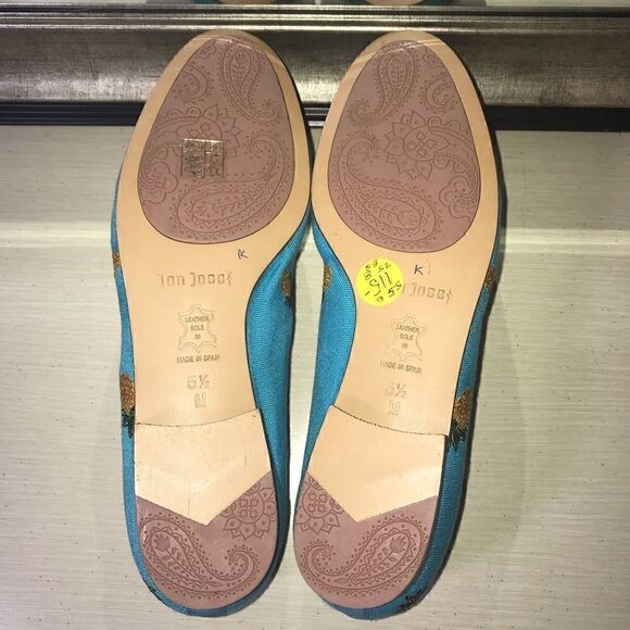 Jon Josef Pineapple Turquoise Linen Flat-5.5 - Picture 8 of 8